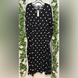 Agnes & Dora Black Star Print Dress NWT